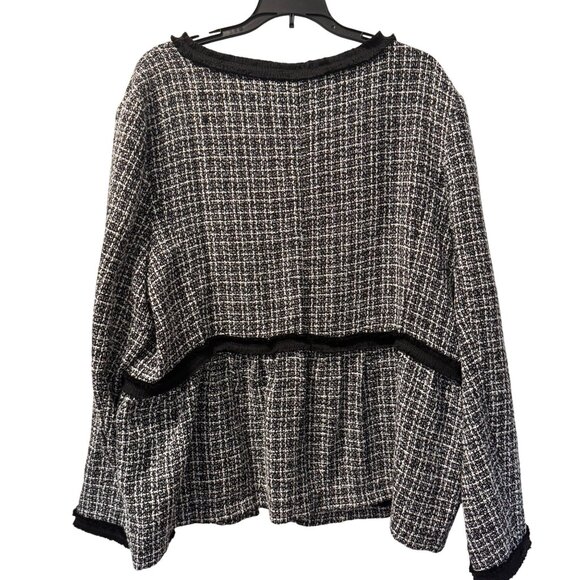 Suzanne Betro Tweed Open-Front Jacket Black & White Sz  2X Polyester blazer - Picture 8 of 10